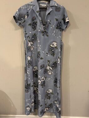 Vintage Light Blue Floral Maxi Dress